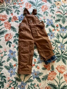 Carhartt Brown Kids Canvas Overalls, Fully Lined 100% Cotton